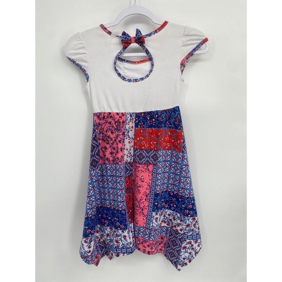 Jona Michelle Patchwork Dress Asymmetrical Hem Short Sleeve girls 8 - Picture 5 of 7